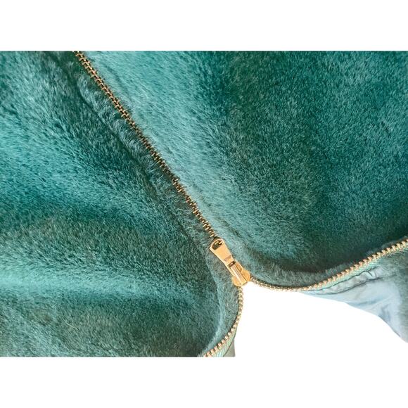 BE FORE DAWN COAT JACKET FULL ZIP  MOCK NECK SZ 8 EMERALD GREEN FAUX FUR COZY - Picture 6 of 15
